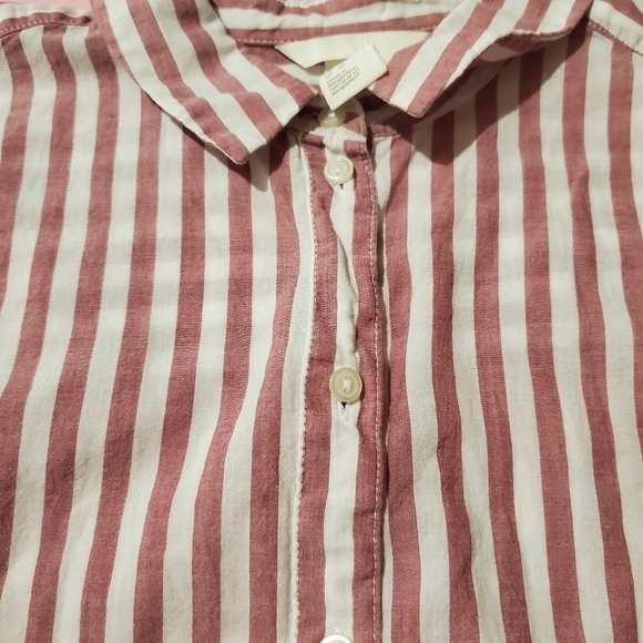 ⛱️ H&M Red and White Strip Button Down Top Beach Nautical Retro ⛱️ - Picture 2 of 8